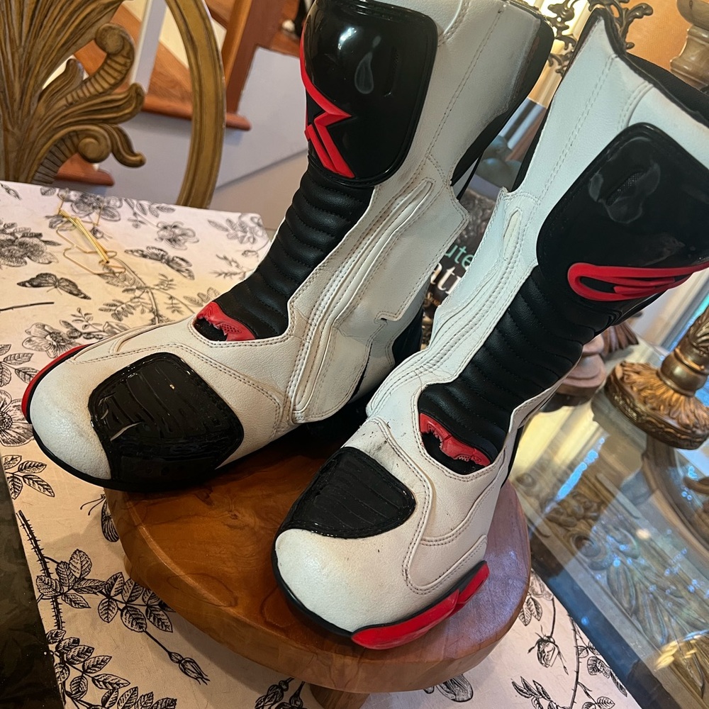 Alpinestars Black and White Motorcycle Boots